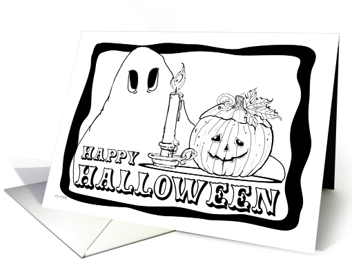 Halloween Pumpkin and Ghost Coloring Book Greeting card (832147)