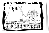 Halloween Pumpkin and Ghost Coloring Book Greeting card