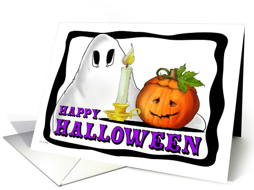 Halloween Pumpkin and Ghost Greeting card (832162)