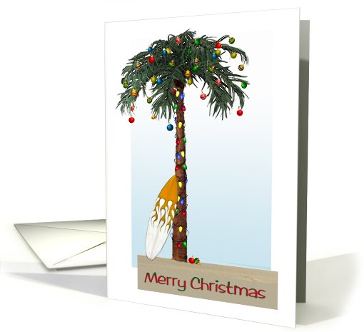 Palm Tree Surf Board Christmas Greeting card (852162)