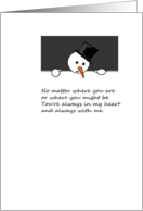 Lonely Little Snowman Missing You Christmas Greeting card