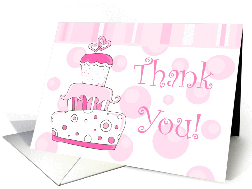 Pink Wedding Cake 'Thank You' card (209706)