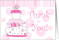 Pink Wedding Cake ’Thank You’ card