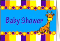 Colorful Giraffe Baby Shower card