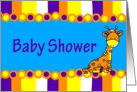 Colorful Giraffe Baby Shower card