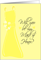 Will you be my Maid of Honor? Yellow card