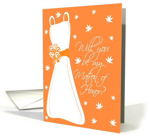 Autumn Matron of Honor - Orange and White card (197765)