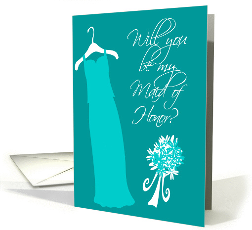 Will you be my Maid of Honor? Teal card (198465)
