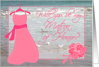 Will you be my Matron of Honor - Beach Wedding card