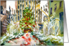 Christmas Tree in New York City, Watercolor Painting card