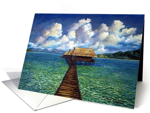 French Polynesia Paradise Dwelling card (107105)