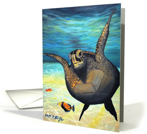 Happy Birthday Honu Green Sea Turtle card (606953)