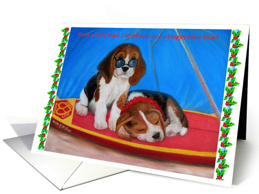 Hawaiian Puppy Love Christmas and New Year holiday card (886491)