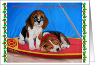 Hawaiian Puppy Love Christmas and New Year holiday card