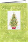 Birthday Christmas Tree In Red Pot With Holiday Blessings Joy card