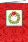 Christmas Beautiful Wreath Red Damask Classic card