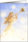 Christian Christmas Angel With Musical Horn Religious card
