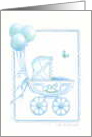 New Baby Boy Grandson Congratulations Blue Balloons And Buggy card