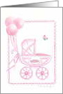 New Baby Girl Congratulations Gift Enclosed Pink Balloons And Buggy card