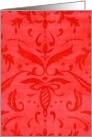 Happy Holidays Sharing Joy and Peace Red Damask Pattern card