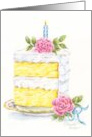 Birthday Cake Slice With Pink Roses Joy And Happiness Just For You card