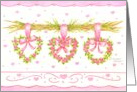 Valentine’s Day Birthday Three Heart Wreaths On Branch Sweetest Day card