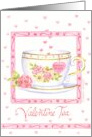 Birthday Valentine Tea Cup and Flowers Enjoy Sweet Day card