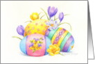 Birthday Easter Three Painted Eggs Celebrate Joy and Happiness card