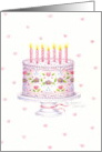 Valentine’s Day Birthday Decorated Flowers And Hearts Cake card