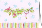 Christmas Cardinal Mitten Garland Merry and bright card