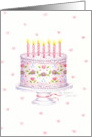 Birthday Decorated Flowers And Hearts Cake card