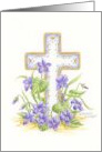 Easter Christian Prayer Cross Spring Violets God Bless You card