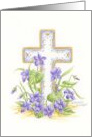Sympathy Violets Cross Christian Religious God Comfort and Peace card