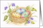 Christian Easter Painted Eggs In Nest Joys and Blessings card