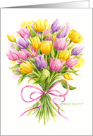 Easter Bright And Beautiful Spring Tulip Bouquet card