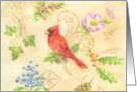 Christmas Cardinal Vintage Style Warmest Holiday Bright Wishes of Joy card