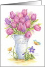 Thinking Of You Pink Tulips In Pail Caring Thoughts Beautiful Day card