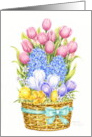 Easter Christian Spring Floral Basket Spring Joys and Blessings card