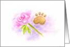 Pet Sympathy Rose Paw Print Caring Thoughts card