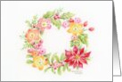 Christmas Christian Floral Medley Wreath Blessings of Peace Joy card