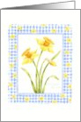 Thinking Of You Yellow Daffodils With Blue Gingham Caring Thoughts card