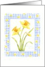 Birthday Daffodils Blue Floral Gingham Beauty of Spring card