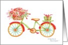 Christmas Bicycle with Flower Basket Holiday Joy card