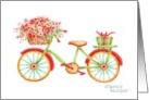 Christmas Gift Enclosed Bicycle Fun Flower Basket Joy and Peace card