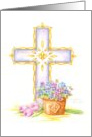 Sympathy Cross With Pansies Tulips Christian Comfort Peace card