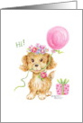 Birthday Flower Puppy Celebration card