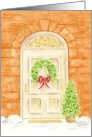 Christmas Holiday Door Decor Wreath and Tree Joy and Happiness card