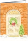 Christian Christmas Holiday Door Wreath Joy and Peace Home Blessings card