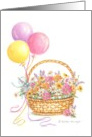 Get Well Wildflower Basket and Balloons card