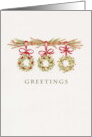 Christmas Three Wreath Evergreen Branch Greetings Warm Wishes card